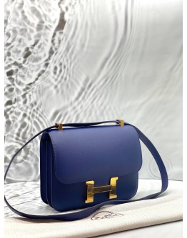 2021 HERMES CONSTANCE 24 CROSSBODY BAG IN BLEU ENCRE EPSOM LEATHER -FULL SET-