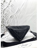 PRADA TRIANGLE SHOULDER AND CROSSBODY BAG IN BLACK LEATHER 