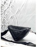 PRADA TRIANGLE SHOULDER AND CROSSBODY BAG IN BLACK LEATHER 