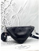 PRADA TRIANGLE SHOULDER AND CROSSBODY BAG IN BLACK LEATHER 