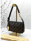 (LIKE NEW) LOUIS VUITTON SEQUINS POCHETTE ACCESSORIES IN BROWN MONOGRAM ECLIPSE WITH BLACK LEATHER