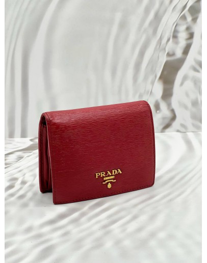 PRADA COMPACT WALLET IN PINK LEATHER