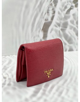 PRADA COMPACT WALLET IN PINK LEATHER