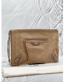 (LIKE NEW) BALENCIAGA EDGE CLUTCH IN BEIGE LEATHER