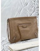 (LIKE NEW) BALENCIAGA EDGE CLUTCH IN BEIGE LEATHER