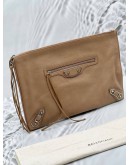 (LIKE NEW) BALENCIAGA EDGE CLUTCH IN BEIGE LEATHER