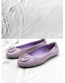 TORY BURCH MINNIE TRAVEL BALLET FLATS SIZE 39 IN LILAC PATENT LEATHER