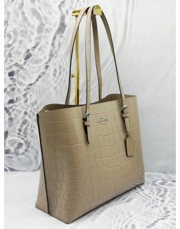 COACH MOLLIE TOTE BAG IN BEIGE EMBOSSED LEATHER 
