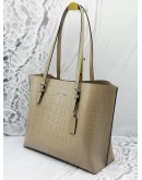 COACH MOLLIE TOTE BAG IN BEIGE EMBOSSED LEATHER 