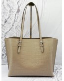COACH MOLLIE TOTE BAG IN BEIGE EMBOSSED LEATHER 