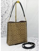 COACH MOLLIE SHOULDER BAG IN BROWN CC SIGNATURE CANVAS WITH BLACK LEATHER 