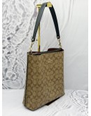 COACH MOLLIE SHOULDER BAG IN BROWN CC SIGNATURE CANVAS WITH BLACK LEATHER 