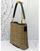 COACH MOLLIE SHOULDER BAG IN BROWN CC SIGNATURE CANVAS WITH BLACK LEATHER 