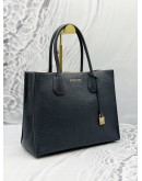 MICHAEL KORS MERCER ACCORDION TOTE BAG IN DARK BLUE LEATHER 