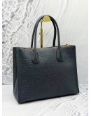 MICHAEL KORS MERCER ACCORDION TOTE BAG IN DARK BLUE LEATHER 