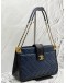 CHANEL ELEGANT TOTE BAG IN NAVY BLUE WITH BLACK LAMBSKIN LEATHER 