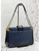 CHANEL ELEGANT TOTE BAG IN NAVY BLUE WITH BLACK LAMBSKIN LEATHER 