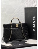 CHANEL SHOPPING TOTE BAG IN BLACK LAMBSKIN LEATHER -FULL SET- 