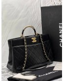 CHANEL SHOPPING TOTE BAG IN BLACK LAMBSKIN LEATHER -FULL SET- 
