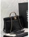 CHANEL SHOPPING TOTE BAG IN BLACK LAMBSKIN LEATHER -FULL SET- 