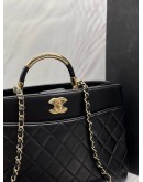 CHANEL SHOPPING TOTE BAG IN BLACK LAMBSKIN LEATHER -FULL SET- 