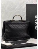 CHANEL SHOPPING TOTE BAG IN BLACK LAMBSKIN LEATHER -FULL SET- 