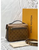 (LIKE NEW) LOUIS VUITTON POCHETTE METIS IN BROWN MONOGRAM REVERSE CANVAS WITH BLACK LEATHER -FULL SET- 