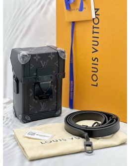 (UNUSED) MICROCHIP LOUIS VUITTON VERTICAL TRUNK WEARABLE WALLET IN BLACK MONOGRAM ECLIPSE CANVAS WITH LEATHER -FULL SET- 