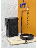 (UNUSED) MICROCHIP LOUIS VUITTON VERTICAL TRUNK WEARABLE WALLET IN BLACK MONOGRAM ECLIPSE CANVAS WITH LEATHER -FULL SET- 