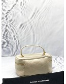 (LIKE NEW) YSL SAINT LAURENT GABY VANITY MINI BAG IN OFF WHITE LAMBSKIN LEATHER -FULL SET-