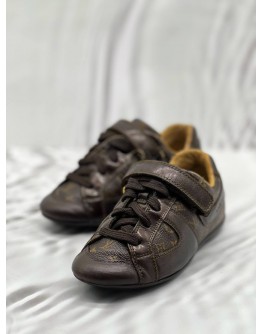 LOUIS VUITTON KIDS GLOBE TROTTER SNEAKERS SIZE 26 IN BROWN MONOGRAM CANVAS WITH LEATHER