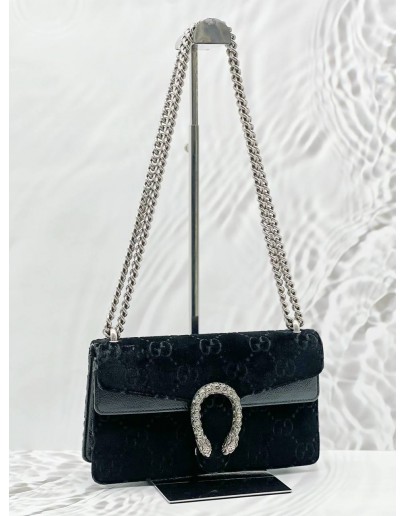 GUCCI DIONYSUS SMALL SHOULDER BAG IN BLACK GG VELVET 
