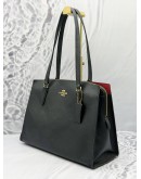 COACH TATUM CARRYALL TOTE BAG IN BLACK WITH RED LEATHER 