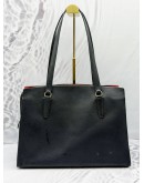 COACH TATUM CARRYALL TOTE BAG IN BLACK WITH RED LEATHER 