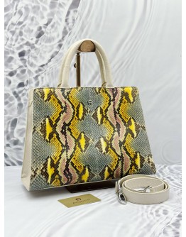 AIGNER TOP HANDLE BAG IN MULTICOLOR PYTHON PRINT LEATHER   