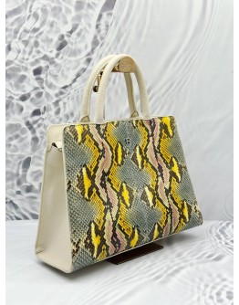 AIGNER TOP HANDLE BAG IN MULTICOLOR PYTHON PRINT LEATHER   