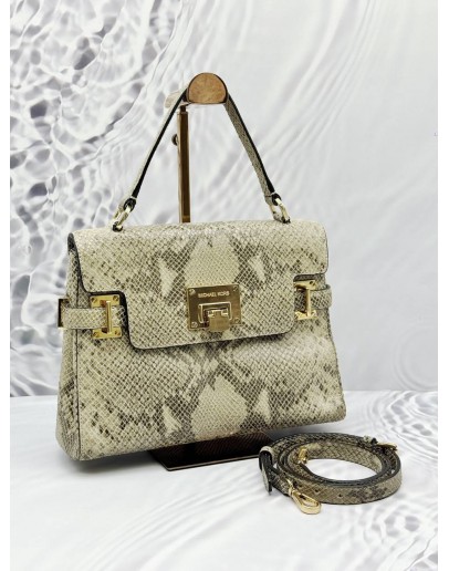 MICHAEL KORS TOTE BAG IN BEIGE SNAKESKIN PRINT LEATHER 