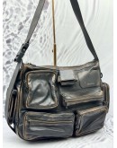 BALENCIAGA SUPERBUSY MESSENGER BAG IN DARK BROWN WORN EFFECT LEATHER