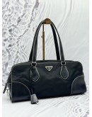 PRADA SHOULDER BAG IN BLACK NYLON WITH LEATHER