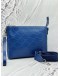 GUCCI WRISTLET MESSENGER BAG IN BLUE GG EMBOSSED LEATHER