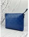 GUCCI WRISTLET MESSENGER BAG IN BLUE GG EMBOSSED LEATHER
