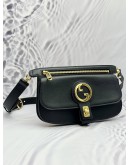 GUCCI INTERLOCKING G BELT BAG IN BLACK LEATHER