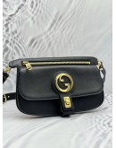 GUCCI INTERLOCKING G BELT BAG IN BLACK LEATHER