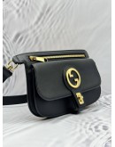 GUCCI INTERLOCKING G BELT BAG IN BLACK LEATHER