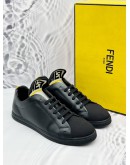 FENDI ROMA SNEAKERS SIZE 9 IN BLACK LEATHER -FULL SET-