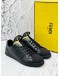 FENDI ROMA SNEAKERS SIZE 9 IN BLACK LEATHER -FULL SET-