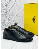 FENDI ROMA SNEAKERS SIZE 9 IN BLACK LEATHER -FULL SET-