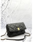 SALVATORE FERRAGAMO VARA SHOULDER BAG IN BLACK LEATHER