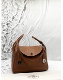 2010 HERMES LINDY 26 IN TOFFEE CLEMENCE LEATHER 