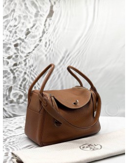 2010 HERMES LINDY 26 IN TOFFEE CLEMENCE LEATHER 